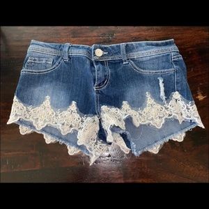 Excellent Condition Almost Famous Women’s Denim & Lace Shorts Size 7